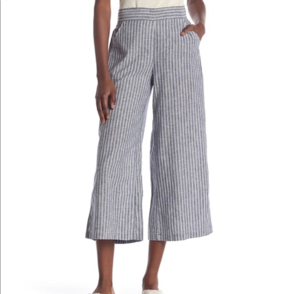 Max Studio Linen Blend M Wide Leg Cropped Pants